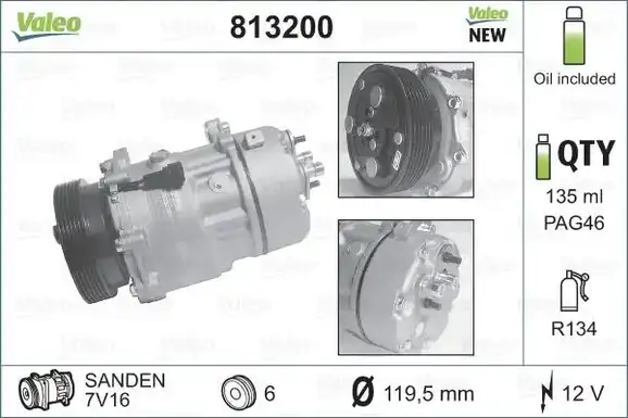 Συμπιεστής A/C (Κομπρέσορας) SUBARU LEGACY 1999 - 2003 ( BE ) ( BH ) VALEO 813200