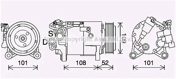 Συμπιεστής A/C (Κομπρέσορας) MINI COOPER 2014 - 2018 AVA QUALITY COOLING BWK566