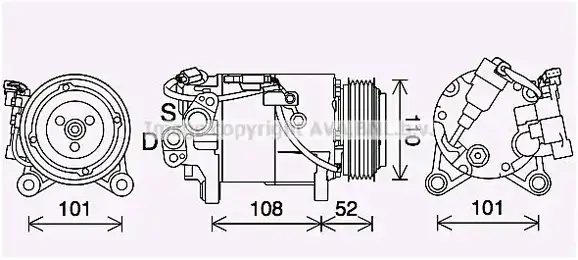 Συμπιεστής A/C (Κομπρέσορας) MINI COOPER 2014 - 2018 AVA QUALITY COOLING BWK567