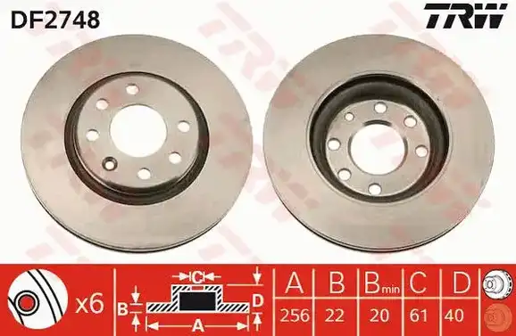 Δισκόπλακες VOLVO 440 1988 - 1993 TRW DF2748
