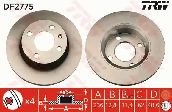 Δισκόπλακες SKODA FAVORIT 1989 - 1994 ( 781 ) TRW DF2775