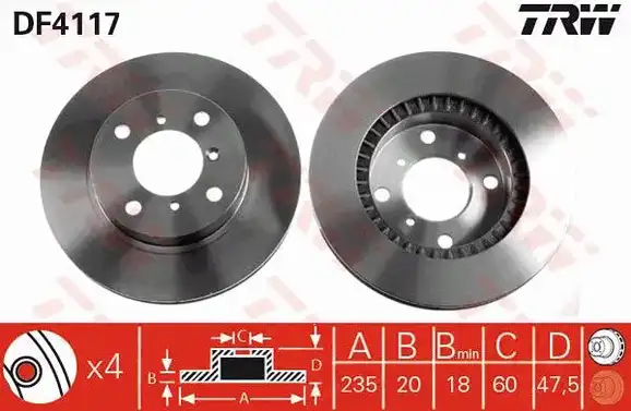 Δισκόπλακες SUZUKI BALENO 1994 - 1998 ( SY ) TRW DF4117