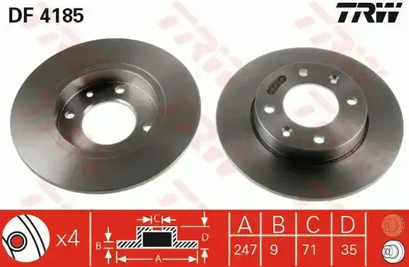 Δισκόπλακες PEUGEOT 307 2001 - 2005 ( 3A ) ( 3C ) TRW DF4185