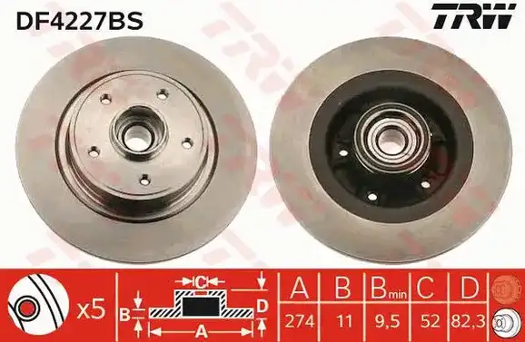 Δισκόπλακες RENAULT LAGUNA 2001 - 2005 ( BG ) ( KG ) TRW DF4227BS