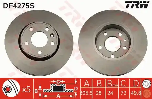 Δισκόπλακες TRW DF4275S