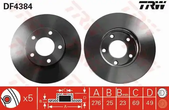 Δισκόπλακες MAZDA 3 2004 - 2006 ( BK ) TRW DF4384