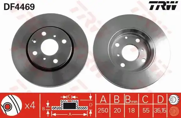 Δισκόπλακες TOYOTA AYGO 2005 - 2009 ( B10 ) TRW DF4469