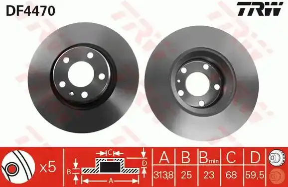 Δισκόπλακες AUDI A6 2004 - 2008 ( 4F ) TRW DF4470