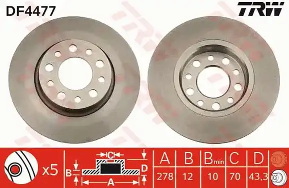 Δισκόπλακες ALFA ROMEO 159 2006 - 2008 TRW DF4477