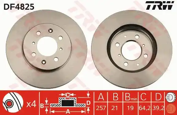 Δισκόπλακες HONDA JAZZ 2002 - 2005 ( GD ) TRW DF4825