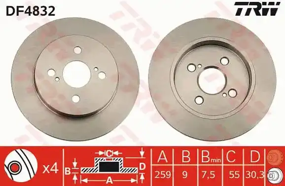 Δισκόπλακες TOYOTA IQ 2009 - 2016 ( AJ1 ) TRW DF4832