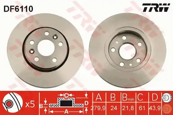 Δισκόπλακες RENAULT KANGOO 2009 - 2013 ( KW ) TRW DF6110