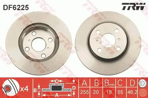 Δισκόπλακες TOYOTA IQ 2009 - 2016 ( AJ1 ) TRW DF6225
