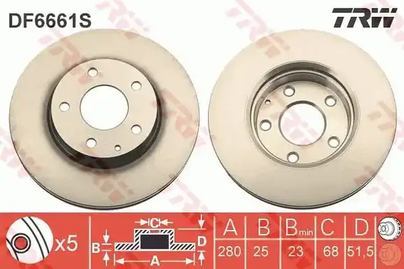 Δισκόπλακες MAZDA 3 2014 - 2016 ( BM ) TRW DF6661S