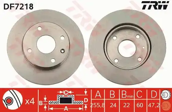 Δισκόπλακες CHEVROLET-DAEWOO NUBIRA 2003 - 2005 ( J200 ) TRW DF7218