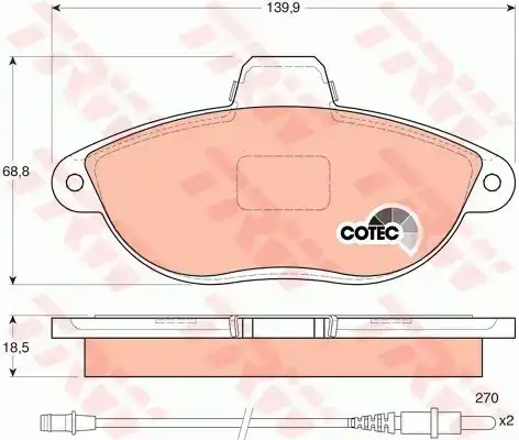 Τακάκια Σετ PEUGEOT 806 1994 - 2002 ( 221 ) TRW GDB1216