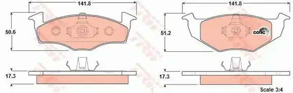 Τακάκια Σετ VW LUPO 1998 - 2005 ( 6X1 - 6E1 ) TRW GDB1274