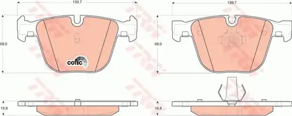 Τακάκια Σετ BMW X5 2007 - 2010 ( Ε70 ) TRW GDB1502