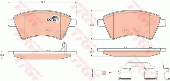 Τακάκια Σετ SUZUKI SX4 2011 - 2013 ( RW ) TRW GDB1673