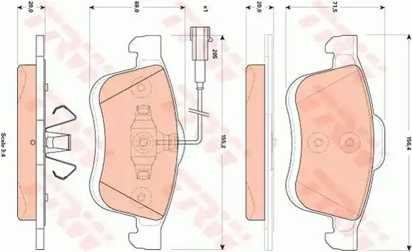 Τακάκια Σετ FIAT DOBLO 2010 - 2015 ( 152 ) TRW GDB1865