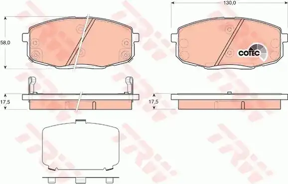 Τακάκια Σετ HYUNDAI i30 2007 - 2012 TRW GDB3450