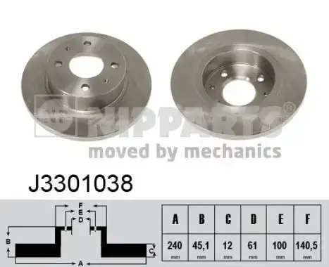 Δισκόπλακες NISSAN SUNNY 1987 - 1989 ( N13 ) NIPPARTS J3301038