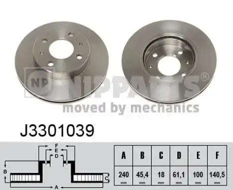 Δισκόπλακες NISSAN SUNNY 1987 - 1989 ( N13 ) NIPPARTS J3301039