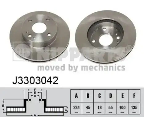 Δισκόπλακες MAZDA 121 1990 - 1996 ( DB ) NIPPARTS J3303042