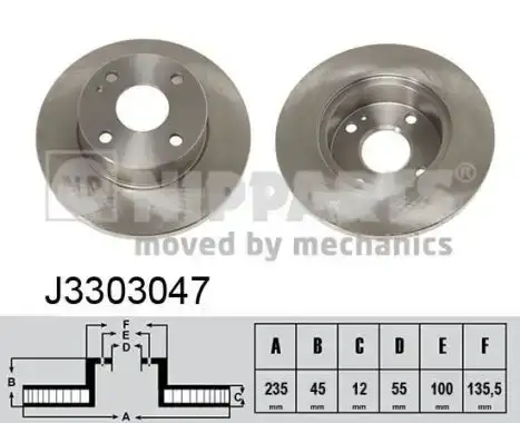 Δισκόπλακες MAZDA 121 1990 - 1996 ( DB ) NIPPARTS J3303047