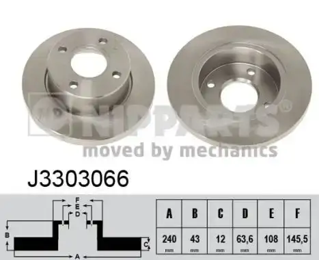 Δισκόπλακες FORD KA 1997 - 2008 ( RB ) NIPPARTS J3303066