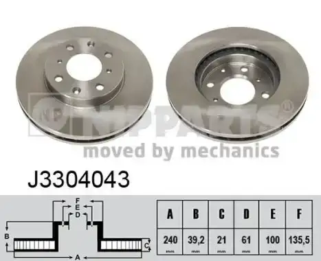 Δισκόπλακες HONDA JAZZ 2002 - 2005 ( GD ) NIPPARTS J3304043