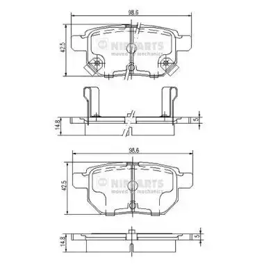 Τακάκια Σετ TOYOTA IQ 2009 - 2016 ( AJ1 ) NIPPARTS J3612034