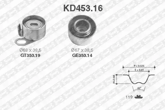 Σετ οδοντωτού ιμάντα OPEL FRONTERA 1992 - 1998 SNR KD453.16