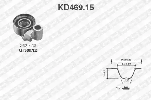 Σετ οδοντωτού ιμάντα TOYOTA LAND CRUISER 2003 - 2009 ( J120 ) SNR KD469.15