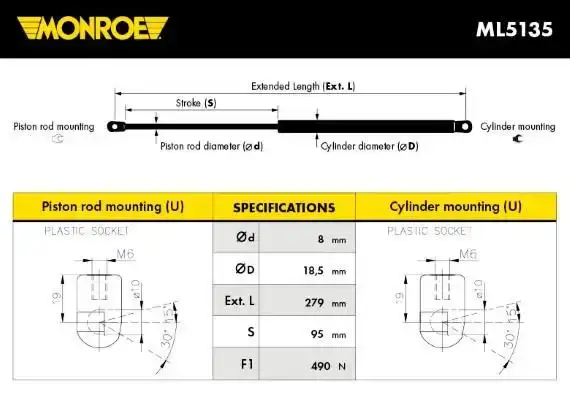 Αμορτισέρ Παγκάζ VW BORA 1998 - 2005 MONROE ML5135