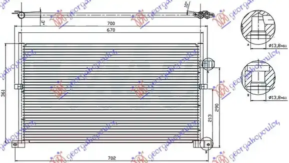Ψυγείο A/C (Εξωτερικό) FORD MONDEO ( B4Y ) Sedan / 4dr 2003 - 2007 ( Mk3b ) 1.8 16V  ( CGBA,CGBB  ) (110 hp ) Βενζίνη #061906410