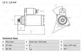 Μίζα SKODA FELICIA 1994 - 1998 ( 6U1/5 ) BOSCH 0 986 018 410