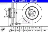 Δισκόπλακες TOYOTA AVENSIS 2000 - 2003 ( T220 ) ATE 24.0110-0305.1