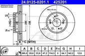 Δισκόπλακες HONDA CIVIC 2012 - 2016 ATE 24.0125-0201.1
