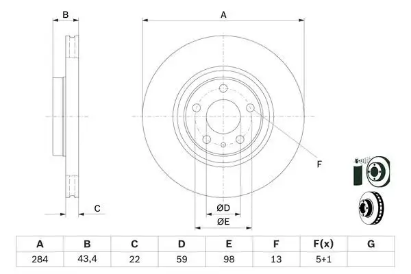 Δισκόπλακες εμπρός BOSCH 0 986 478 521 ΓΙΑ ΑΥΤΟΚΙΝΗΤΑ ALFA ROMEO 147, 156, 164, GT, GTV, SPIDER; FIAT CROMA, DOBLO, DOBLO CARGO, FIORINO, FIORINO/MINIVAN, QUBO, TIPO; LANCIA THEMA; OPEL COMBO TOUR 1.