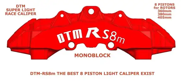 DTM RS 8m / RED DTM 8 GIANT PISTONS CALIPERS FOR DISKS 360mm-370mm-380mm-405mm- ΓΙΓΑΝΤΙΑ ΔΑΓΚΑΝΑ ΓΙΑ ΓΙΓΑΝΤΙΑ ΦΡΕΝΑ