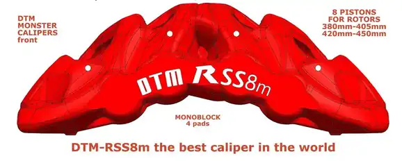 DTM RS S8m / RED DTM 8 GIANT PISTONS CALIPERS FOR DISKS 360mm-370mm-380mm-405mm-420mm-450mm ΓΙΓΑΝΤΙΑ ΔΑΓΚΑΝΑ ΓΙΑ ΓΙΓΑΝΤΙΑ ΦΡΕΝΑ