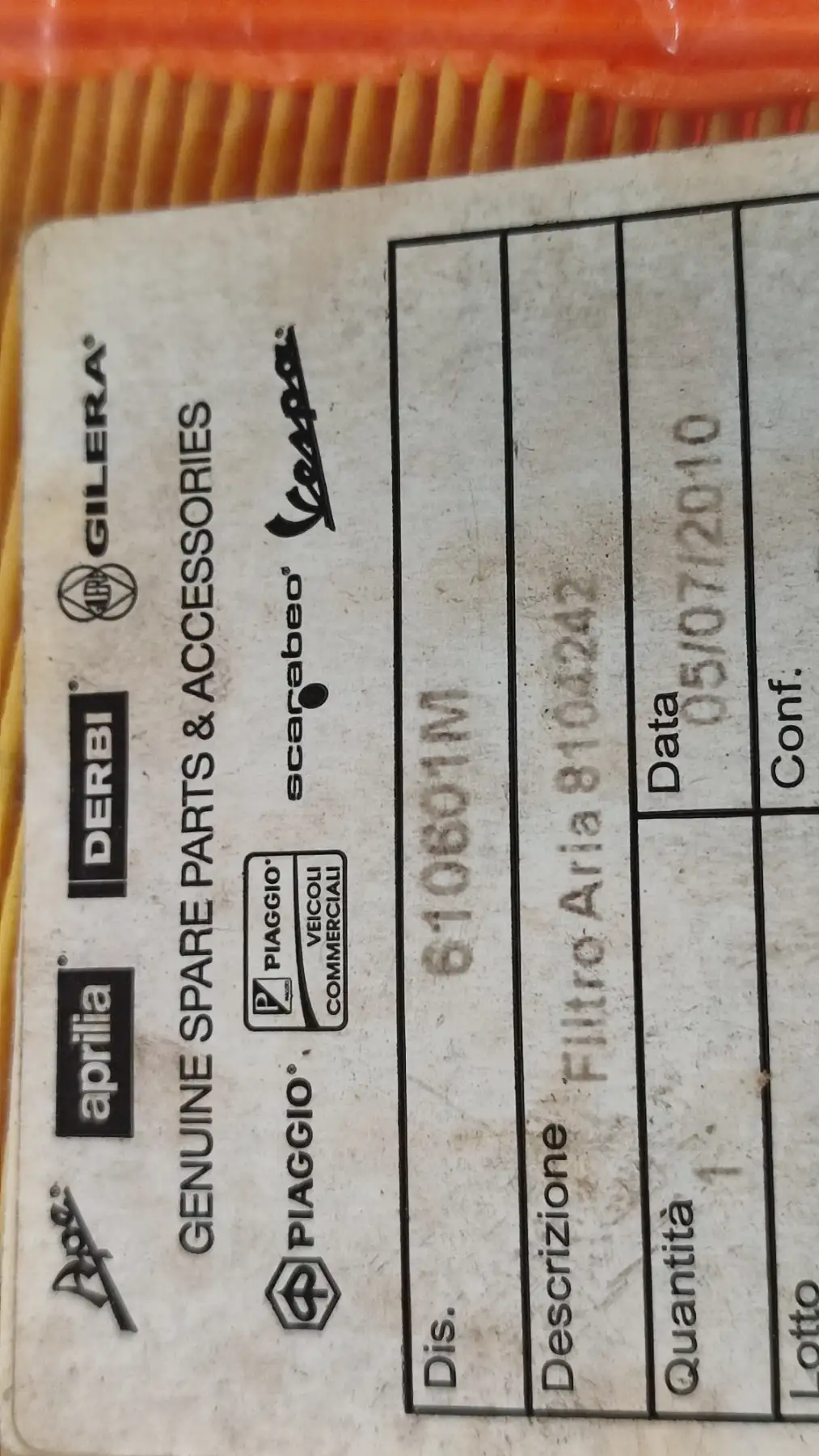 ΦΙΛΤΡΟ ΑΕΡΑ APRILIA-SCARABEO