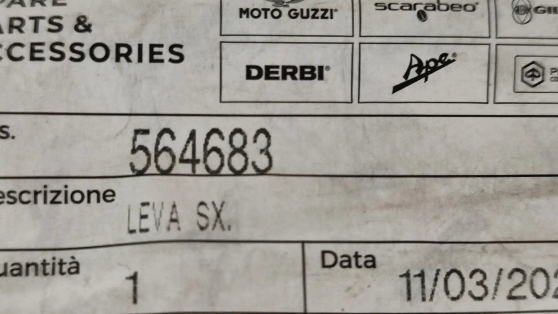 ΜΑΝΕΤΑ ΑΡΙΣΤΕΡΗ DERBI-GILERA-PIAGGIO-VESPA