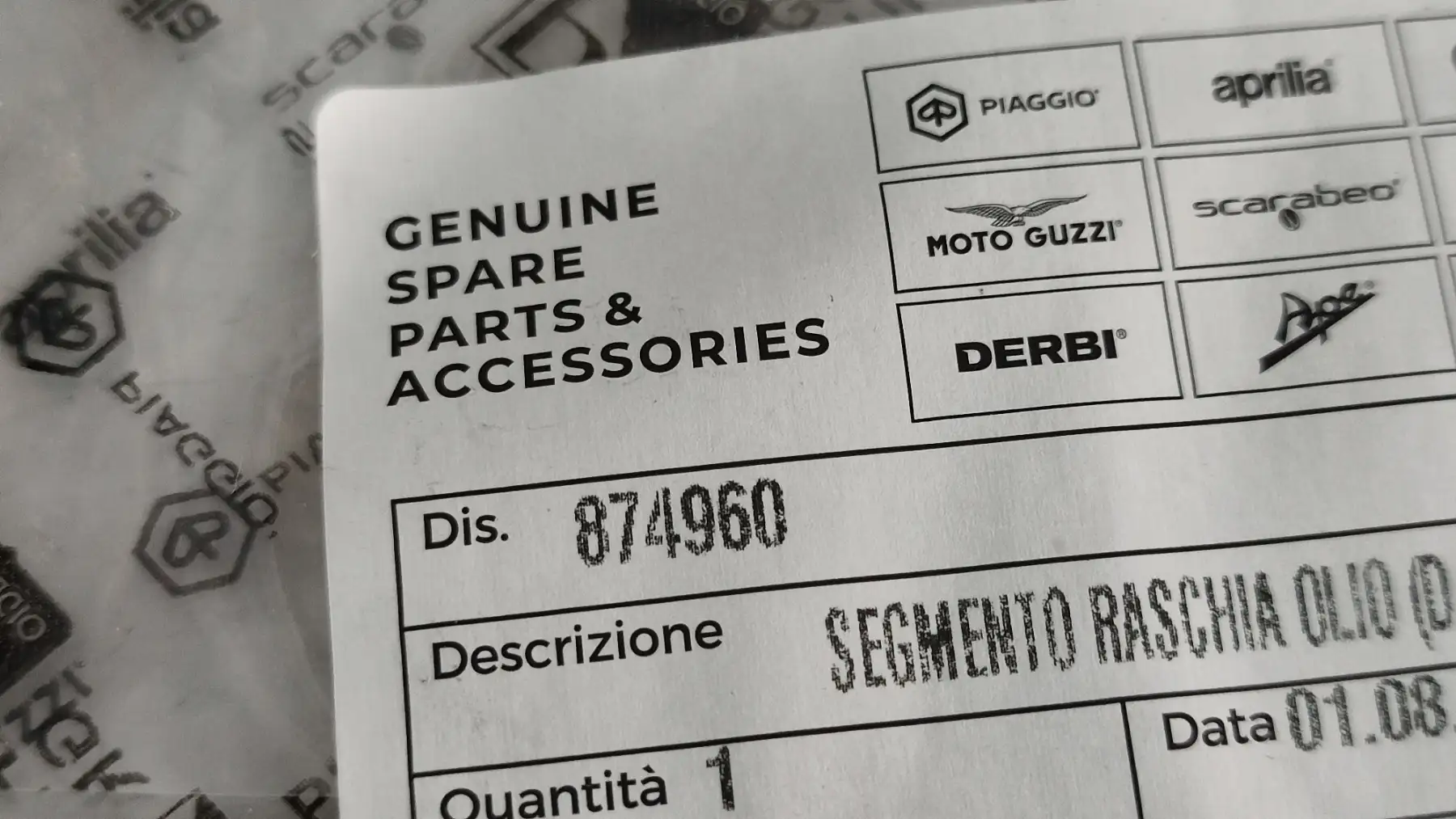 ΕΛΑΤΗΡΙΟ ΠΙΣΤΟΝΙΟΥ APRILIA …